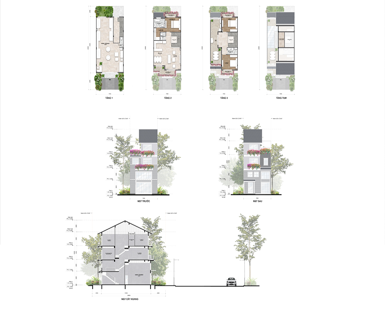 Phối cảnh shophouse 7.5m của dự án Eco Long An